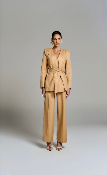 Conjunto Nude em Linho Helena Regina Salomão