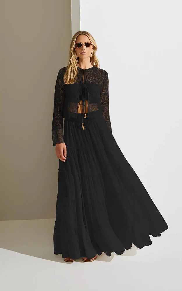 Conjunto Preto Renda Isa Paes