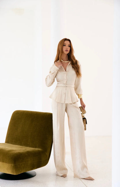 Conjunto Off White Estampa Onça Ludmila Regina Salomão