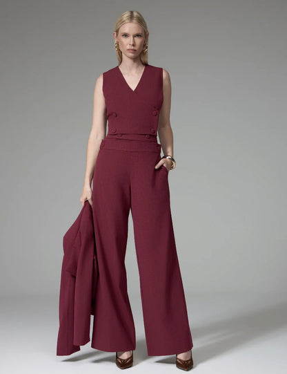 Conjunto Vinho Xadrez em Alfaiataria Strass