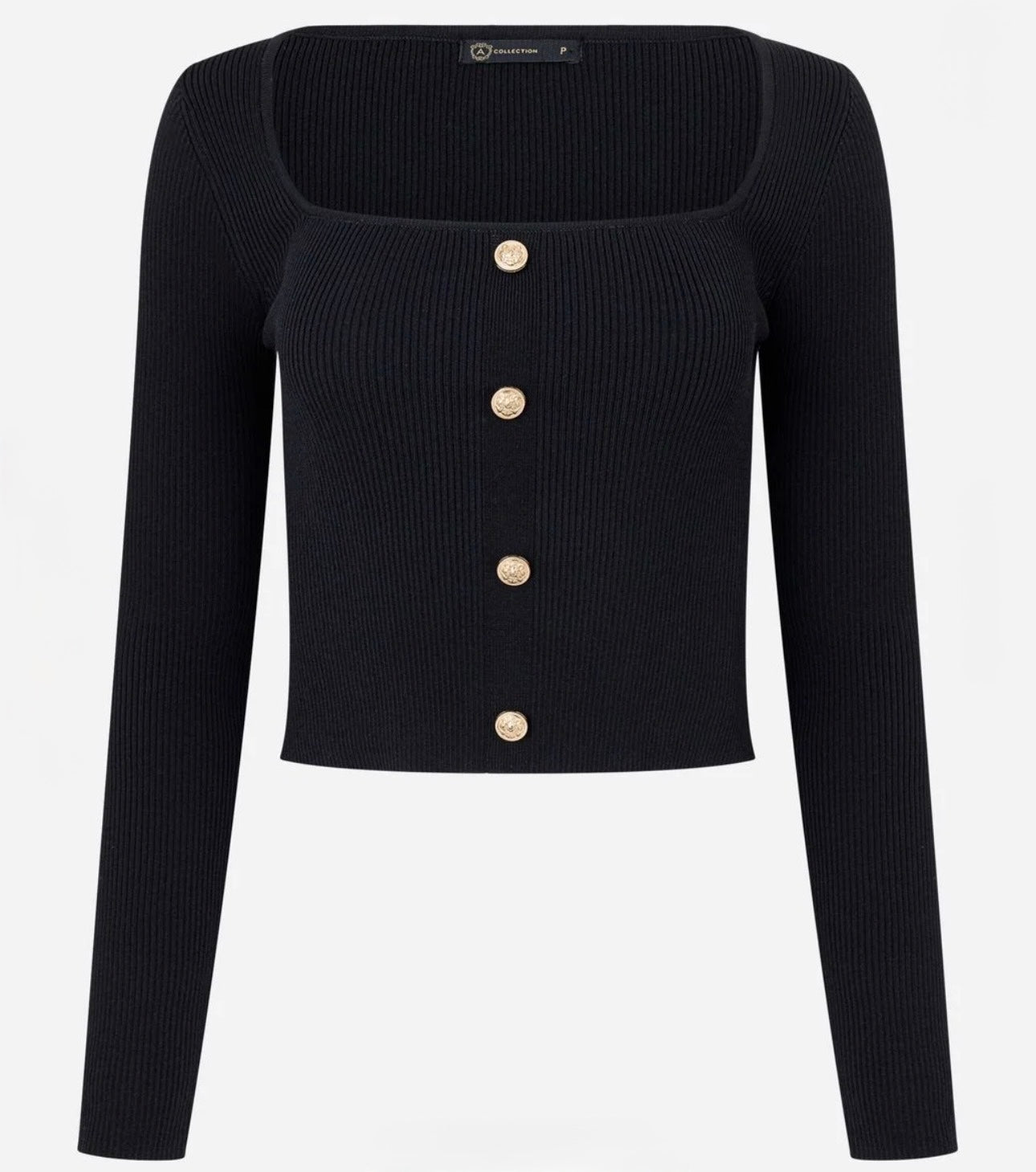 Blusa Preta Canelada Malha Tricot Acollection
