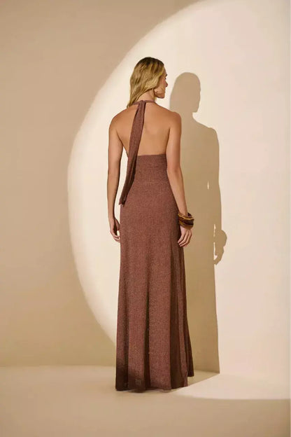 Vestido Marrom Conchas Regina Salomão