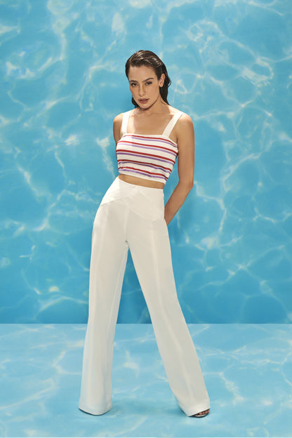 Top Tricot Alças Assimetricas Listrado Skazi -SALE