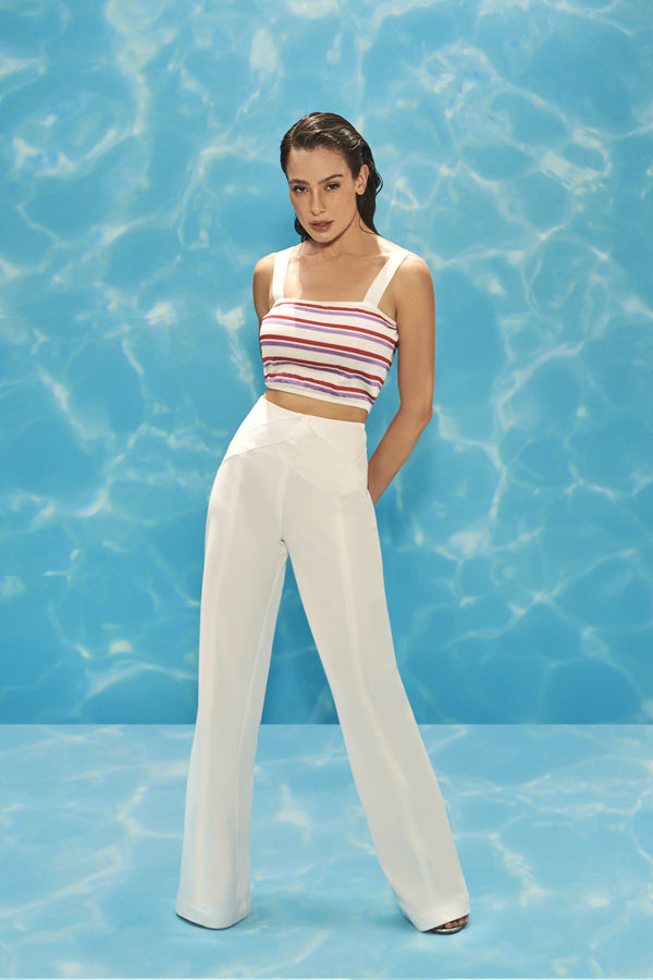 Top Tricot Alças Assimetricas Listrado Skazi -SALE