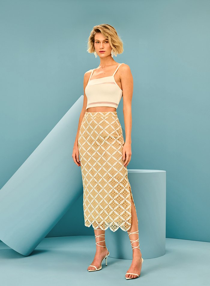 Top Tricot Listras Lurex Off White Tufi Duek -SALE