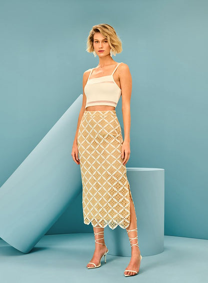 Top Tricot Listras Lurex Off White Tufi Duek -SALE