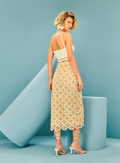 Top Tricot Listras Lurex Off White Tufi Duek -SALE