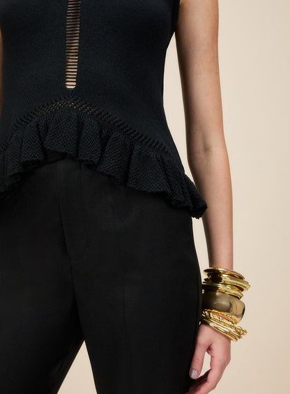 Blusa Decote V Tricot Preto Skazi -SALE
