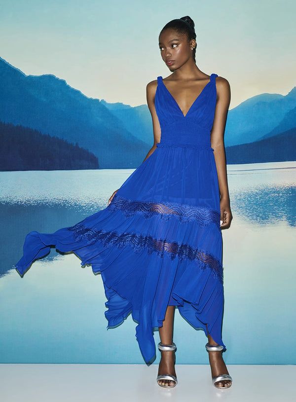 Vestido Alça Trançado Azul Royal Skazi -SALE