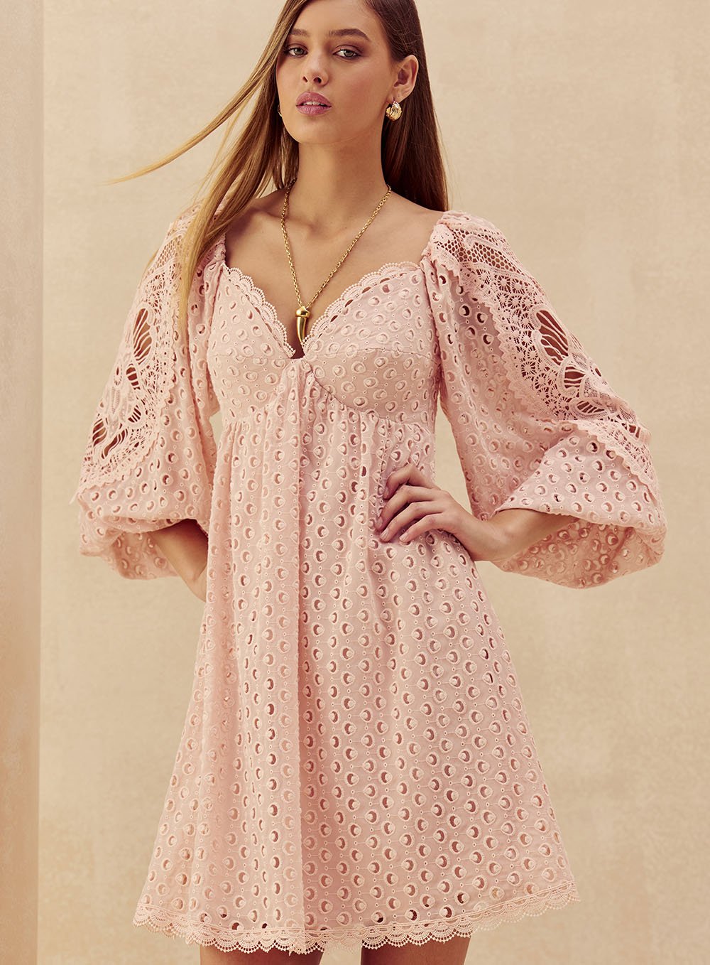 Vestido Chiffon Laise Rosa Skazi -SALE