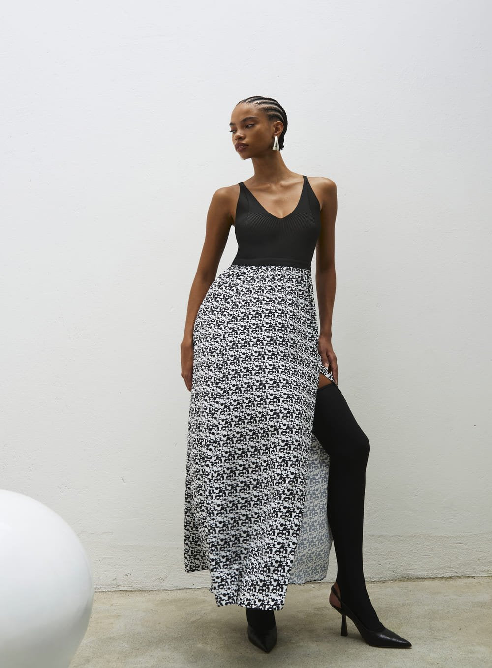 Vestido Corpo Tricot Gravataria Geom Estampado Tufi Duek -SALE