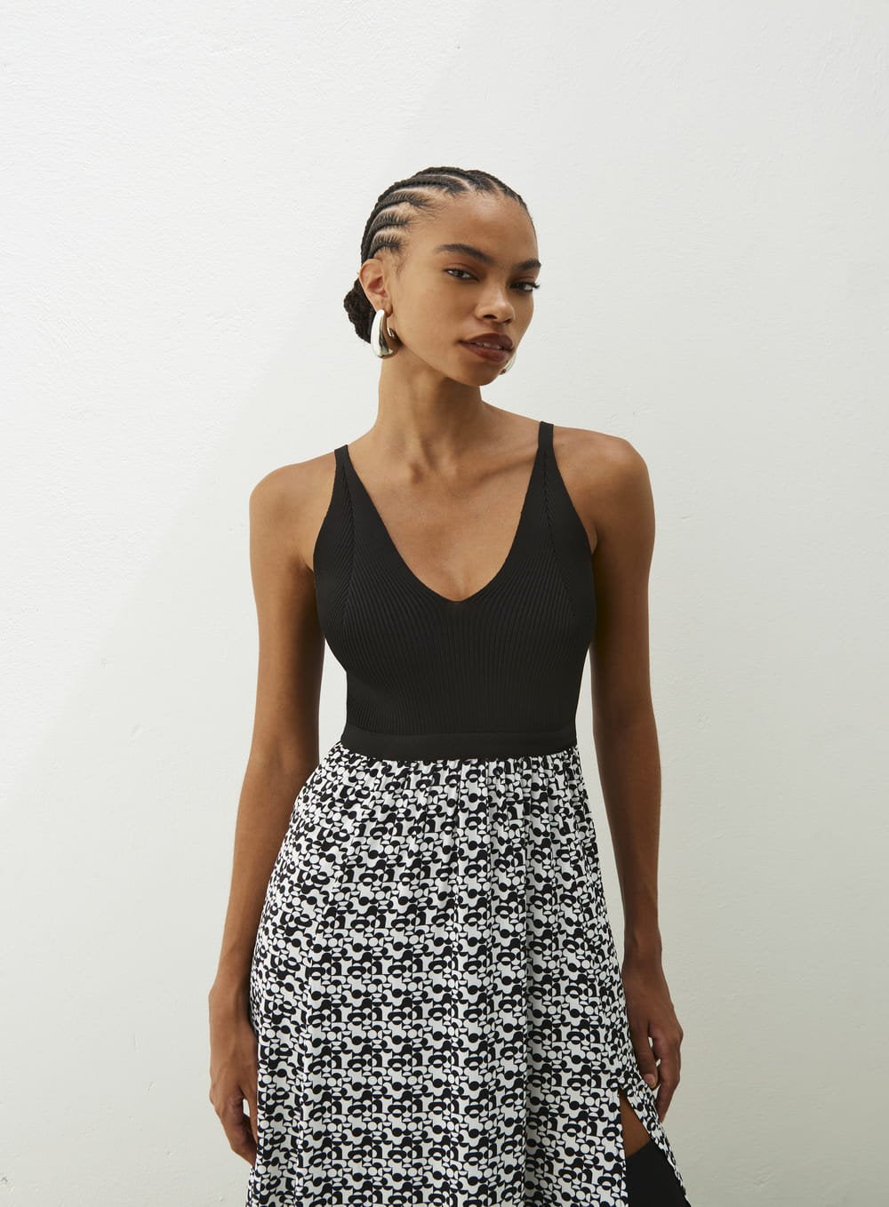 Vestido Corpo Tricot Gravataria Geom Estampado Tufi Duek -SALE