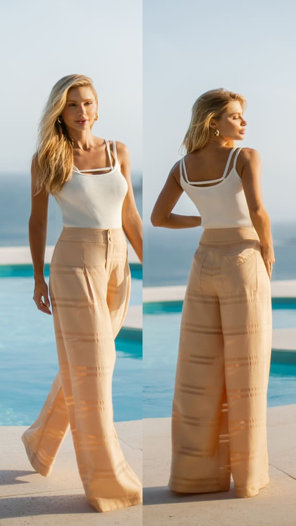 Calça Nude Listrada Tufi Duek