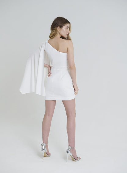 Vestido Curto Detalhe Manga Off White Skazi -SALE