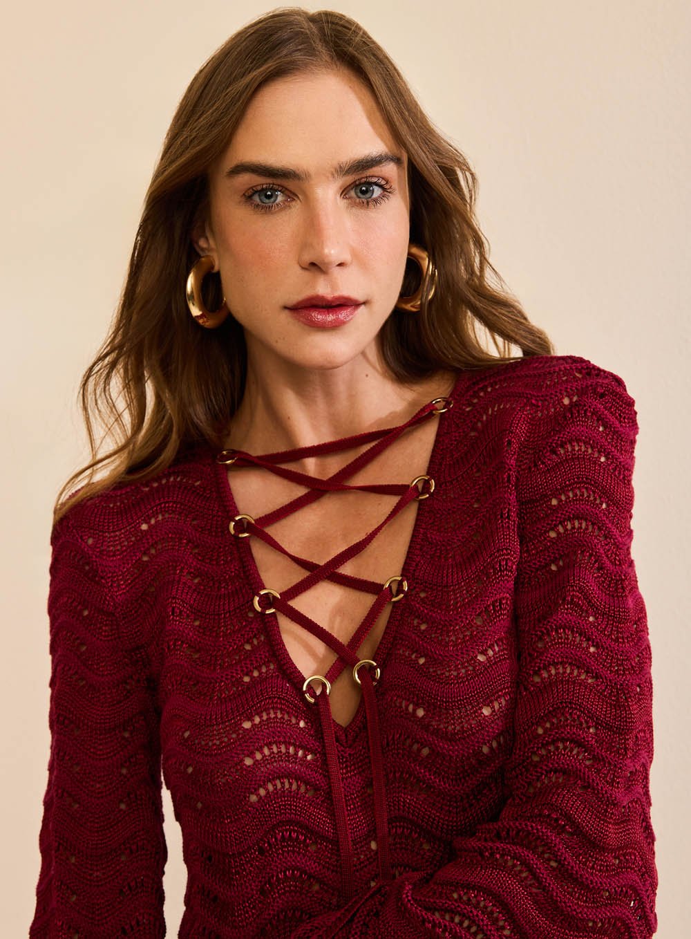 Vestido Curto Etnica Bordô Skazi -SALE