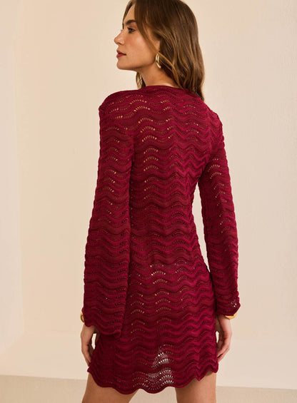 Vestido Curto Etnica Bordô Skazi -SALE