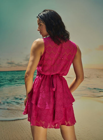 Vestido Curto Fralda Chiffon Devore Skazi -SALE
