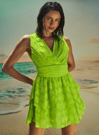 Vestido Curto Fralda Chiffon Devore Skazi -SALE