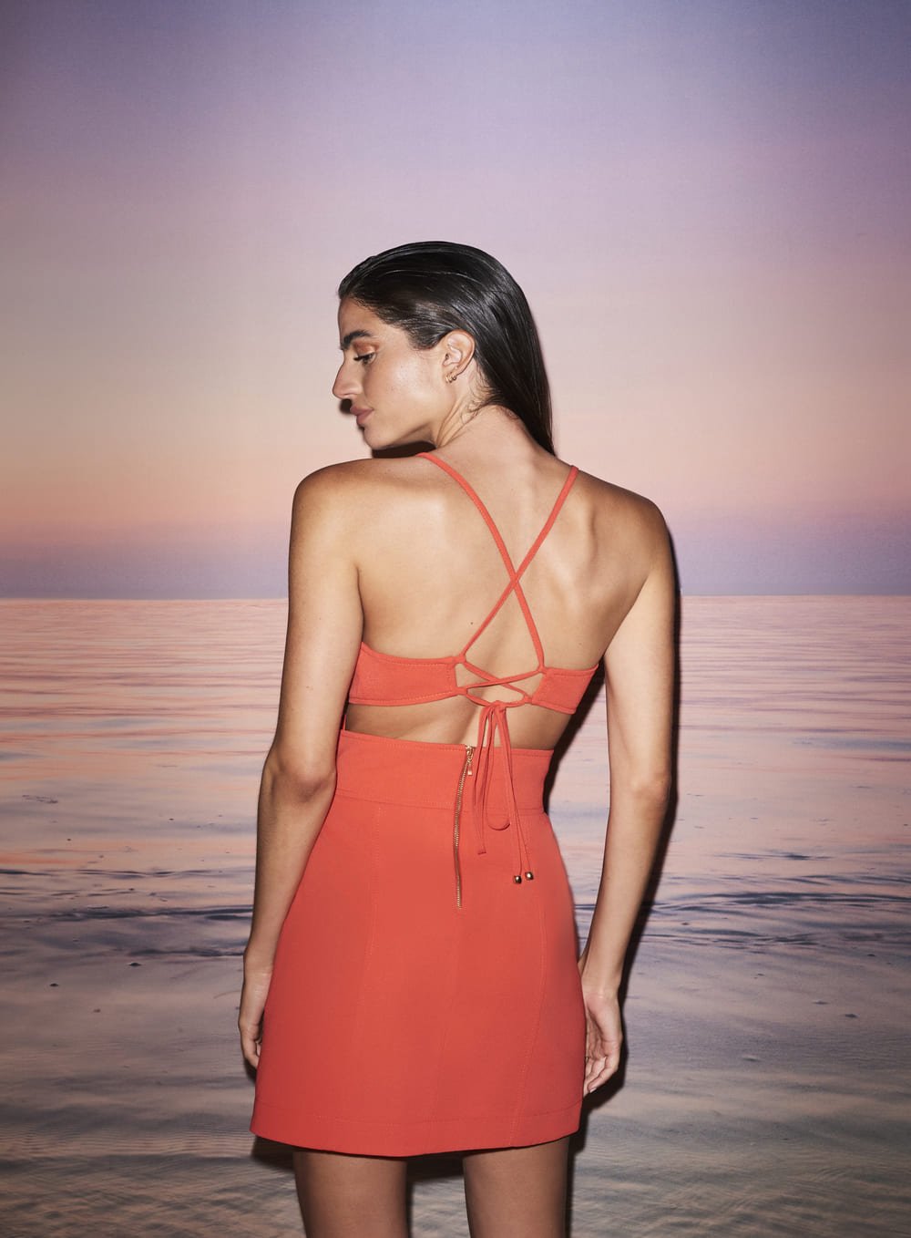 Vestido Curto Frente Cruzado Vermelho Skazi -SALE