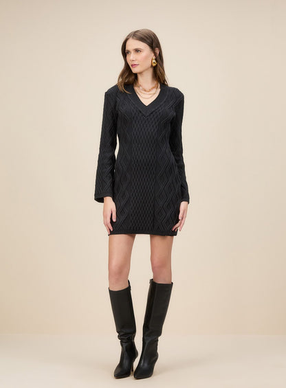 Vestido Curto Manga Longa Preto Skazi -SALE
