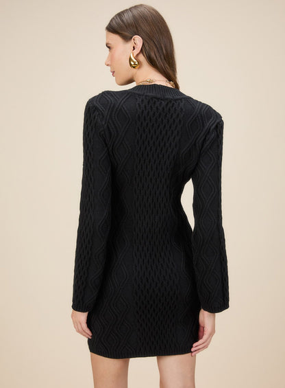 Vestido Curto Manga Longa Preto Skazi -SALE