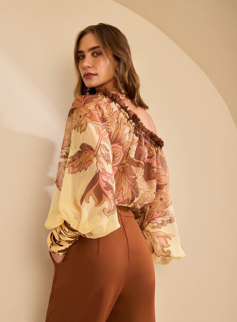 Blusa Estampa Barrado Floral Skazi -SALE