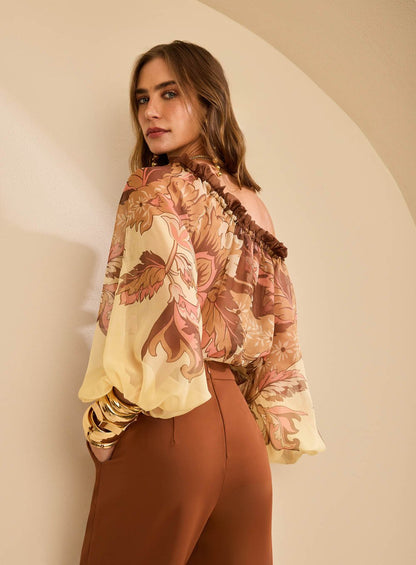 Blusa Estampa Barrado Floral Skazi -SALE