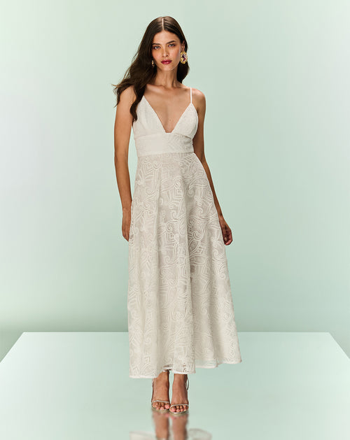 Vestido Branco em Renda Midi – Tufi Duek