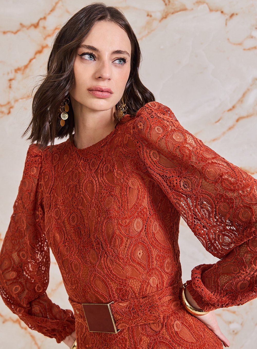 Vestido Curto Renda Skazi -SALE