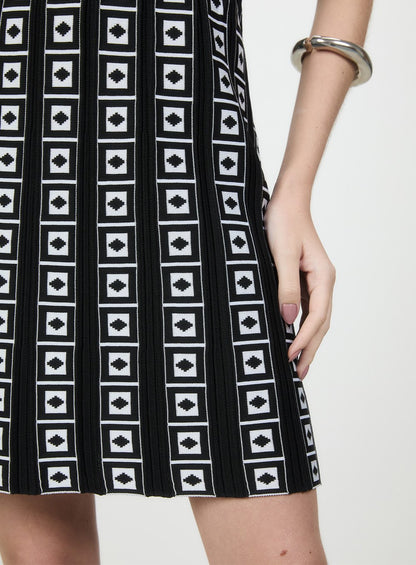Vestido Curto Tricot Quadriculado Preto Tufi Duek -SALE