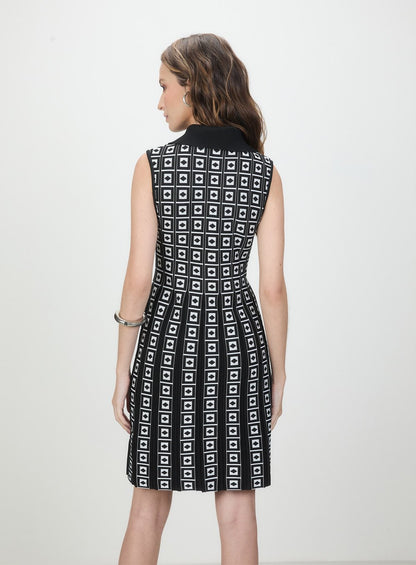 Vestido Curto Tricot Quadriculado Preto Tufi Duek -SALE