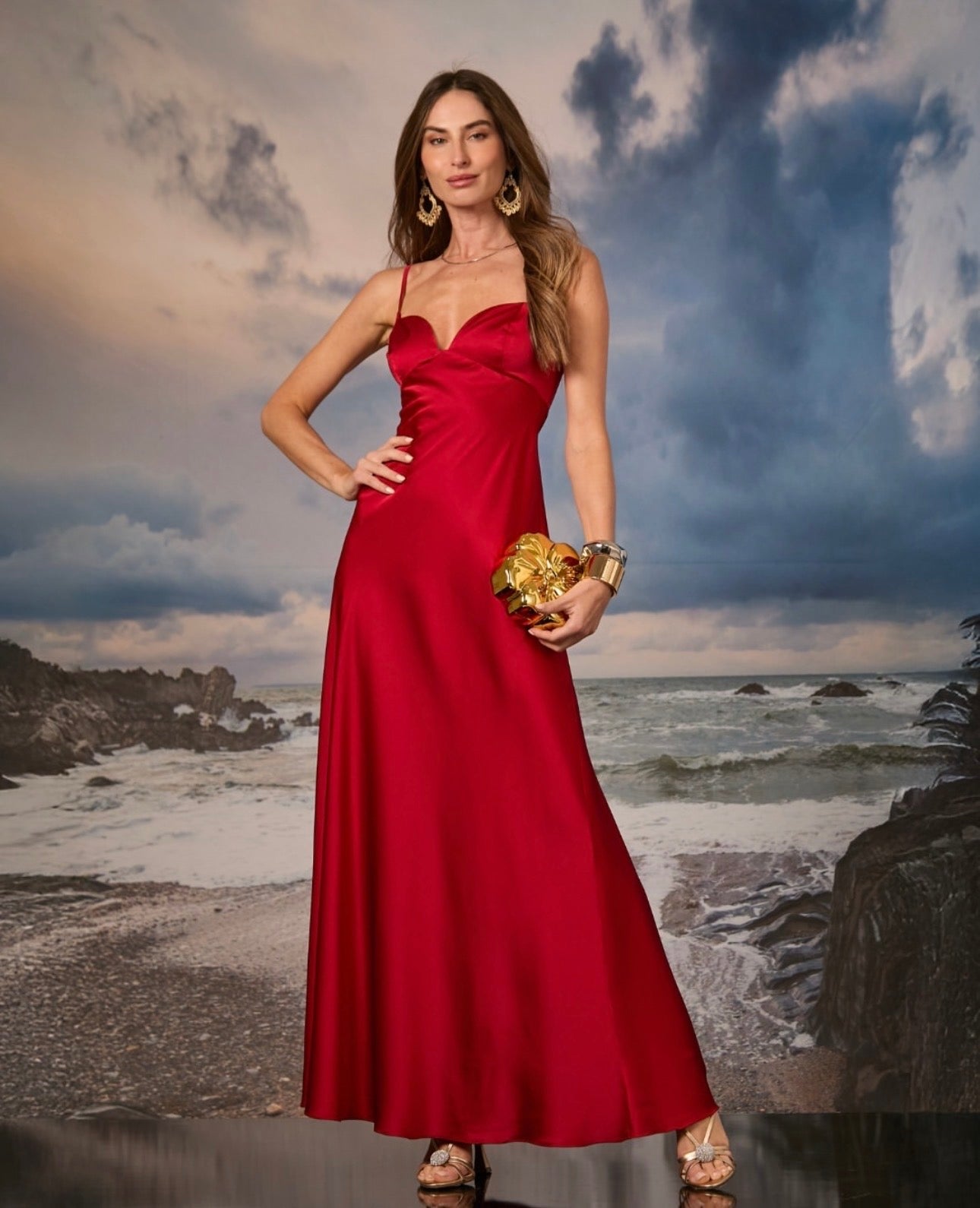 Vestido Vermelho Cetim Manie