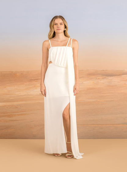Vestido Longo Cintura Curva Preto Skazi -SALE