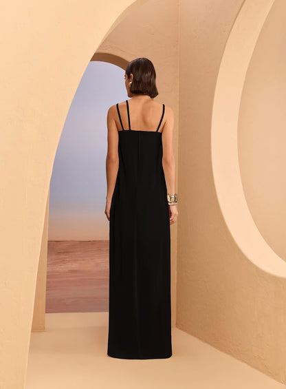 Vestido Longo Cintura Curva Preto Skazi -SALE