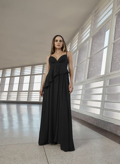 Vestido Longo Corrente Preto Tufi Duek -SALE