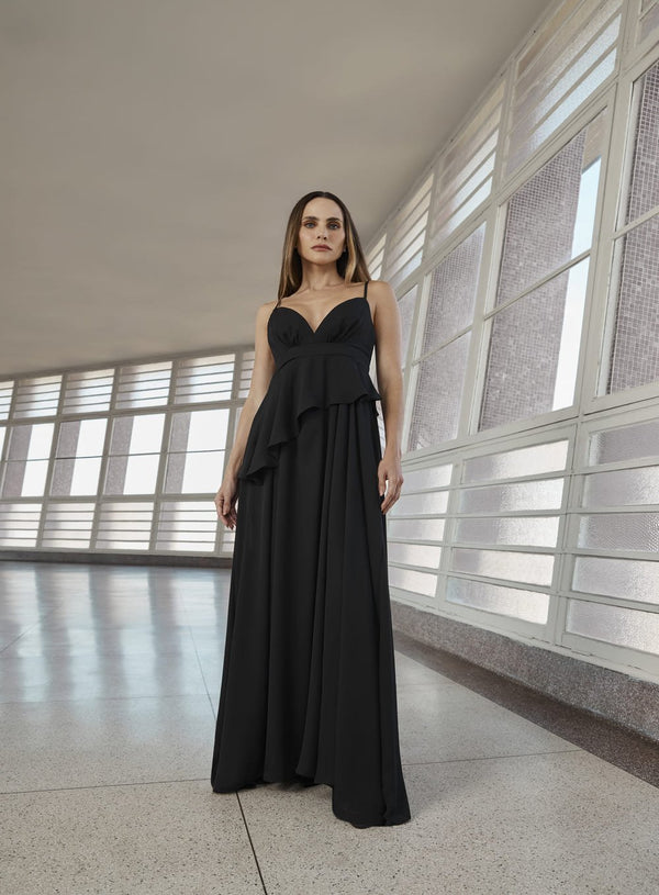 Vestido Longo Corrente Preto Tufi Duek -SALE