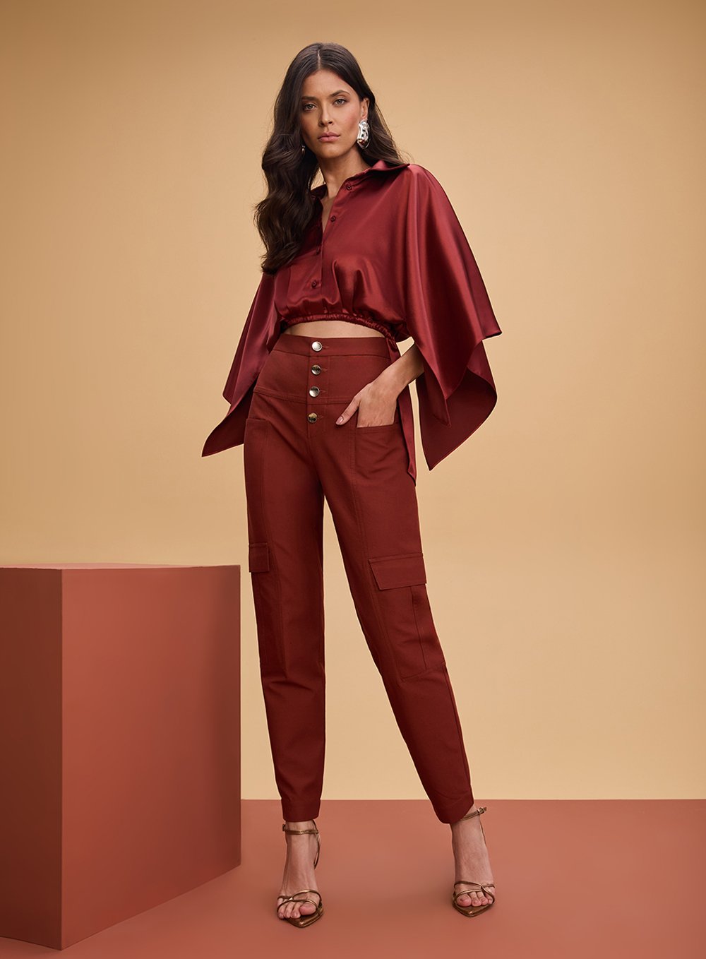 Blusa Gola Camisaria Marrom Tufi Duek -SALE