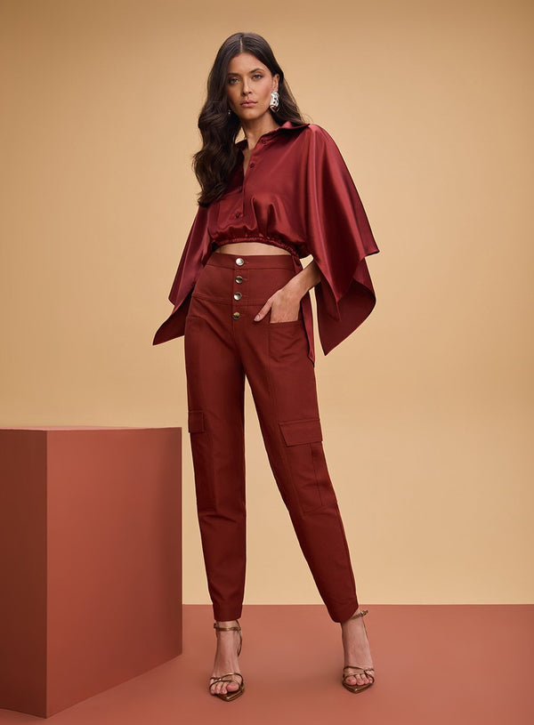 Blusa Gola Camisaria Marrom Tufi Duek -SALE