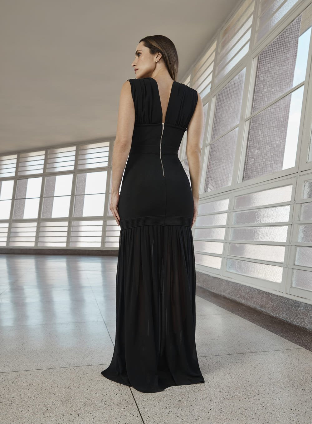 Vestido Longo Pala Tricot Preto Tufi Duek -SALE