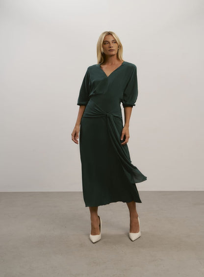 Vestido Manga Japonesa Verde Escuro Tufi Duek -SALE