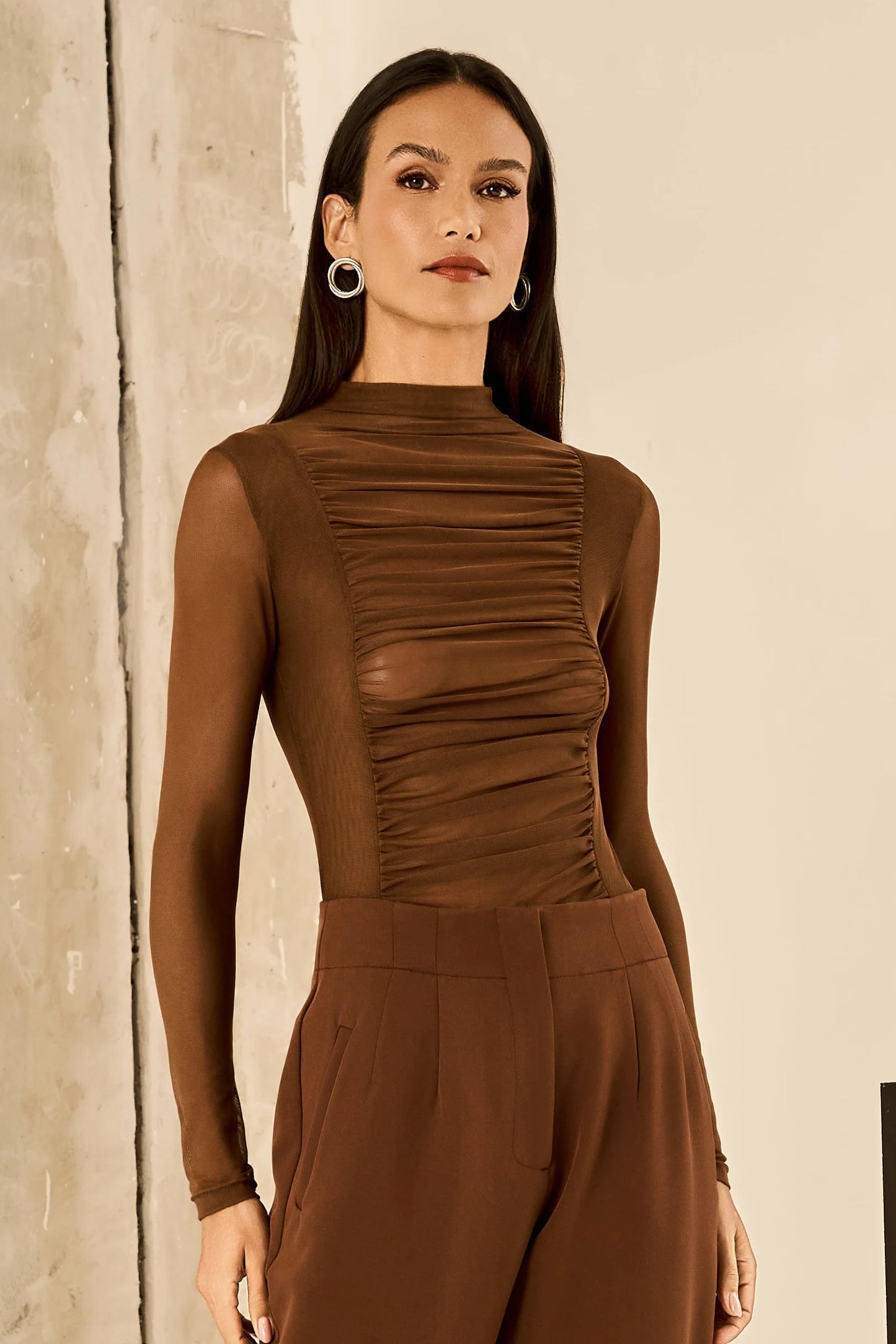 Blusa em Tule com Drapeado - Fleche D'or