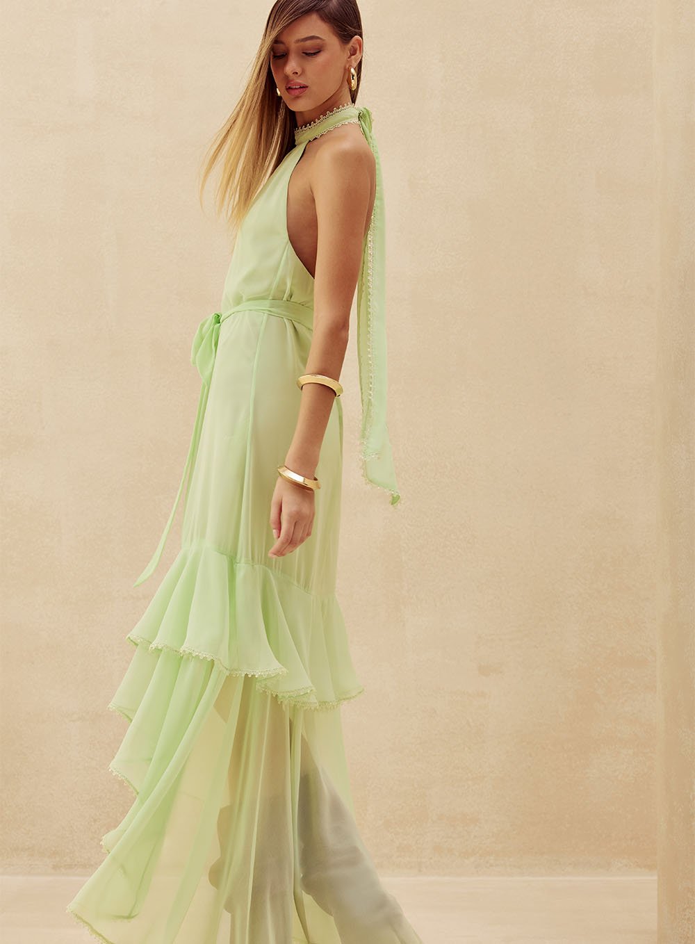 Vestido Maxi Midi Mullet Verde Skazi -SALE
