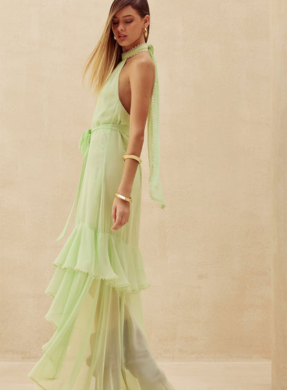 Vestido Maxi Midi Mullet Verde Skazi -SALE