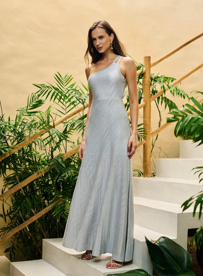 Vestido Maxi Midi Saia Vies Laterais Prata Skazi -SALE