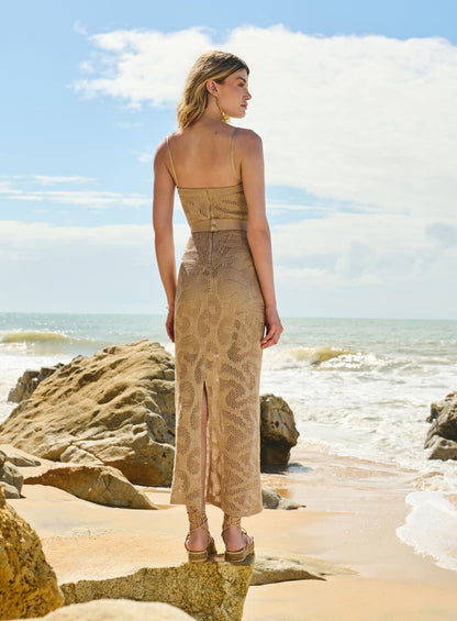 Vestido Maxi Midi Tomara Que Caia Marrom Skazi -SALE