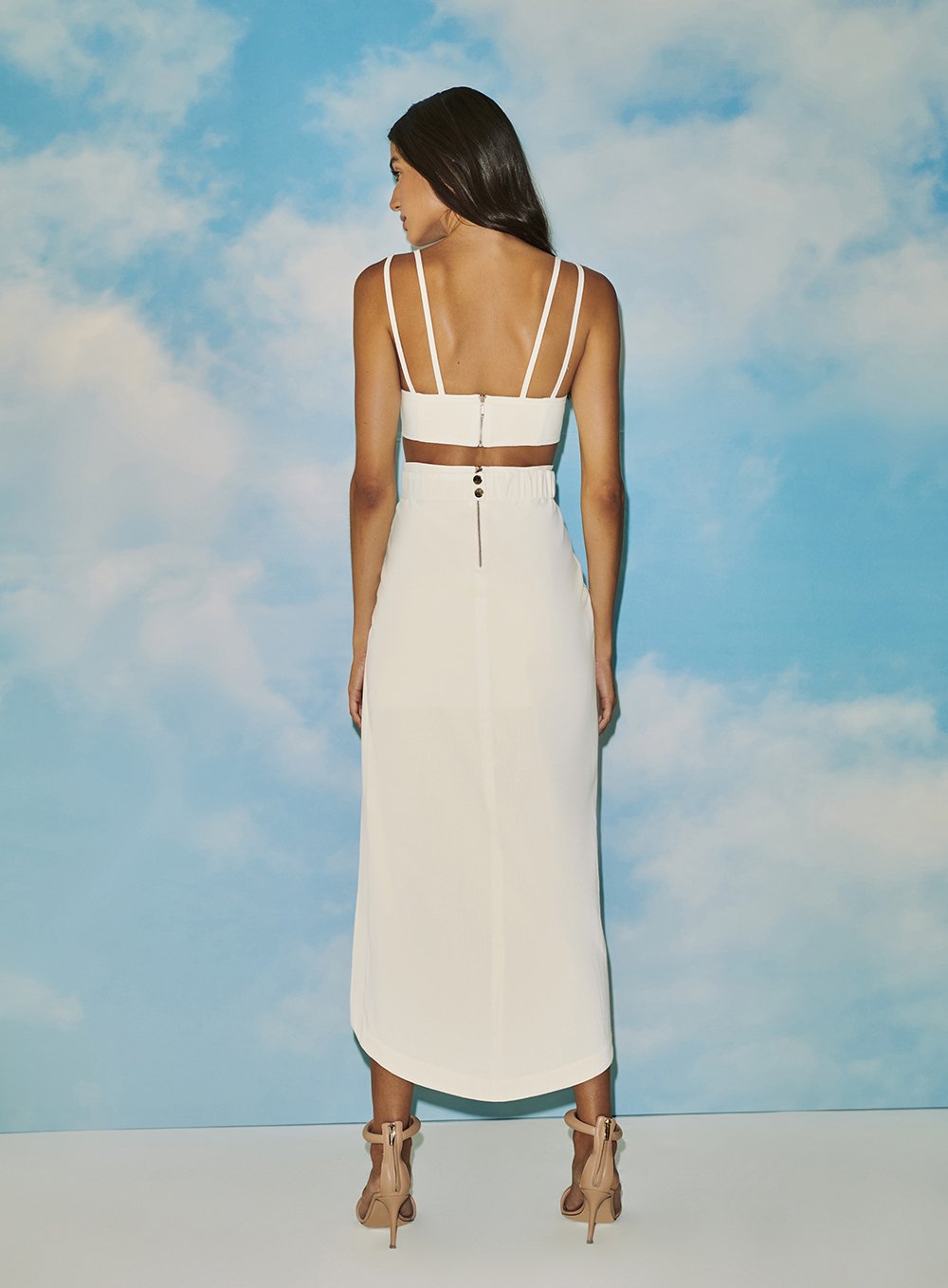Vestido Midi Alça Off White Skazi -SALE