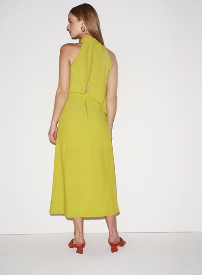 Vestido Midi Babados Verde Limão Tufi Duek -SALE