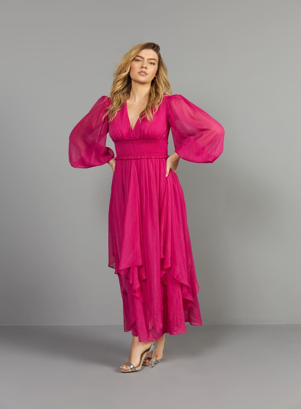 Vestido Midi Camadas Rosa Skazi -SALE
