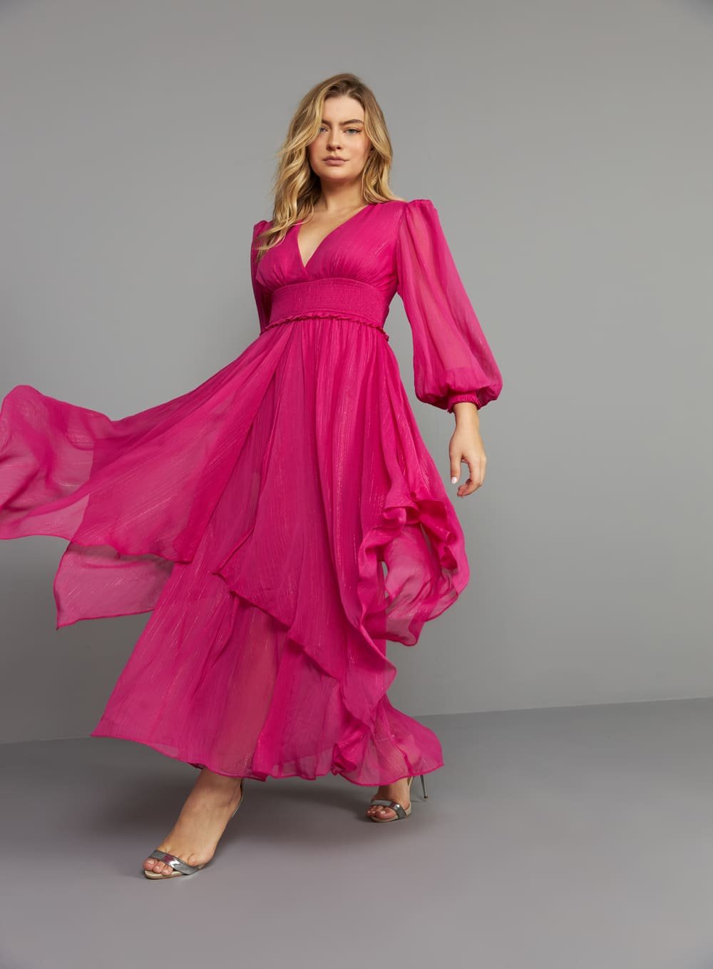 Vestido Midi Camadas Rosa Skazi -SALE