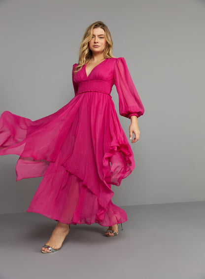 Vestido Midi Camadas Rosa Skazi -SALE